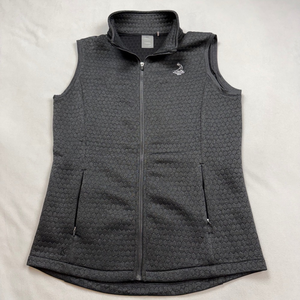 Kate Lord Pinehurst 1895 Golf Vest Womens Small Gray Quilted Full Zip KA71 AF411